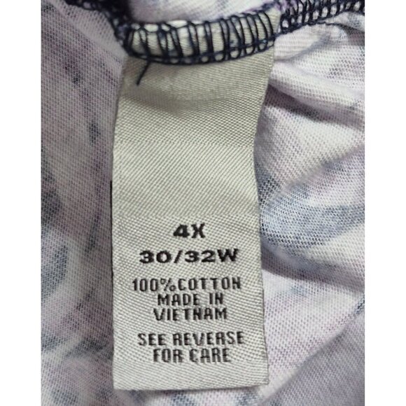 Catherines Easy Fit Tees Tunic Top Size 4X Short Sleeve V-Neck Purple Leaves - Picture 9 of 10